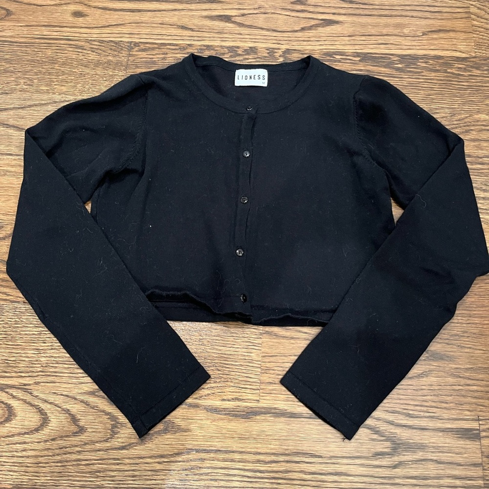 Lioness Black Cropped Cardigan